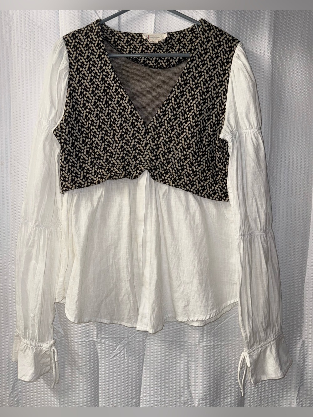 Anthropologie Layered Jacquard Vest & Blouse Size M